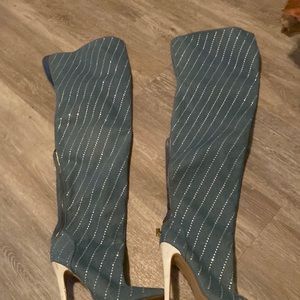 Jean knee boots